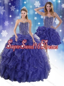 Elegant Royal Bule Quinceanera Dresses with Beading and Ruffles