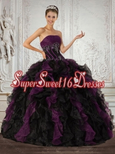 Popular Strapless Multi Color Quinceanera Dress with Ruffles and Embroidery