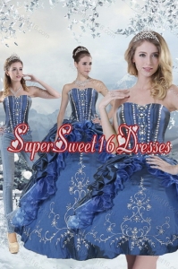 Wonderful Blue Sweet 15 Dresses with Embroidery and Beading for 2015