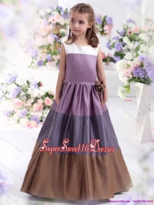 2015 Beautiful Multi Color Scoop Little Girl Pageant Dress with Bownot