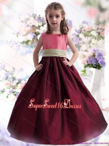 Beautiful Multi Color Ruffled 2015 Little Girl Pageant Dress with Sash