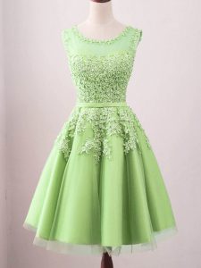 Knee Length Quinceanera Court of Honor Dress Tulle Sleeveless Lace