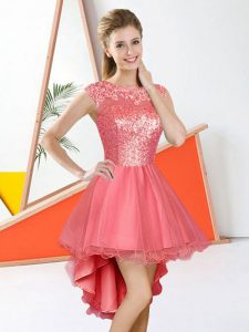 Unique Bateau Sleeveless Organza Court Dresses for Sweet 16 Beading and Lace Backless