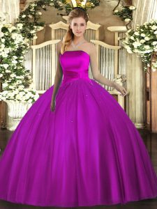 Fantastic Strapless Sleeveless Tulle Vestidos de Quinceanera Ruching Lace Up