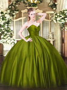 Floor Length Ball Gowns Sleeveless Olive Green 15th Birthday Dress Zipper