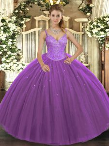 High Class Sleeveless Lace Up Floor Length Beading Sweet 16 Quinceanera Dress
