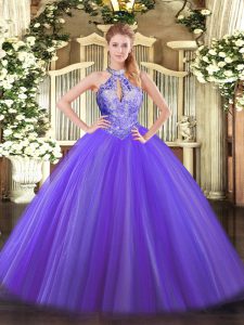 Super Tulle Sleeveless Floor Length 15th Birthday Dress and Sequins