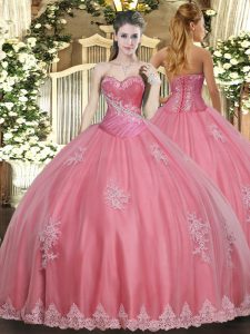 Sleeveless Beading and Appliques Lace Up Sweet 16 Dresses