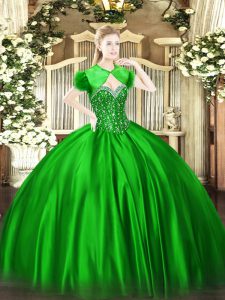 Fantastic Satin Sleeveless Floor Length Ball Gown Prom Dress and Beading