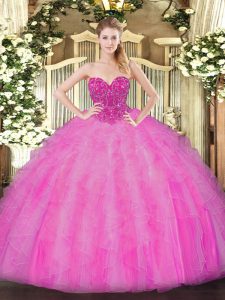 Edgy Organza Sleeveless Floor Length Quinceanera Dress and Beading and Ruffles