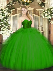 Exquisite Tulle Sleeveless Floor Length Quinceanera Gown and Ruffles