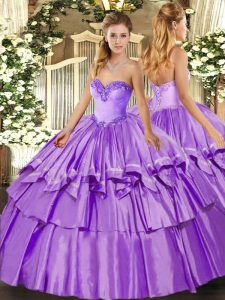 Admirable Lavender Sleeveless Ruffled Layers Floor Length Quinceanera Dresses