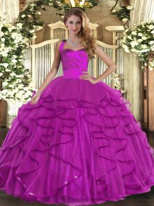 Sleeveless Lace Up Floor Length Ruffles Ball Gown Prom Dress