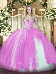 Pretty Sleeveless Beading and Ruffles Lace Up Sweet 16 Quinceanera Dress