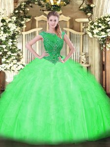 Hot Sale Sleeveless Beading and Ruffles Floor Length Ball Gown Prom Dress