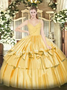 Captivating Sleeveless Zipper Floor Length Ruffled Layers Sweet 16 Quinceanera Dress