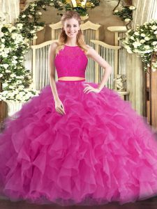 Sweet Tulle Sleeveless Floor Length 15 Quinceanera Dress and Ruffles