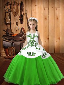 Nice Organza Lace Up Child Pageant Dress Sleeveless Floor Length Embroidery