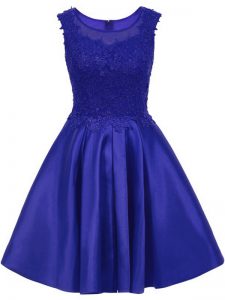 Custom Design Mini Length Zipper Quinceanera Court of Honor Dress Blue for Prom and Party with Lace