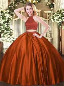 Lovely Tulle Sleeveless Floor Length Sweet 16 Quinceanera Dress and Beading