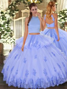 Top Selling Sleeveless Beading and Appliques and Ruffles Backless Quinceanera Gowns