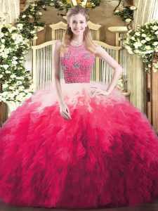 New Style Beading and Ruffles Quinceanera Dresses Multi-color Zipper Sleeveless Floor Length