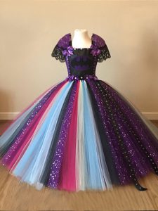Attractive Short Sleeves Sequins and Pattern Zipper Little Girl Pageant Gowns