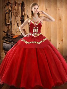 Beautiful Ruffles Sweet 16 Dress Red Lace Up Sleeveless Floor Length