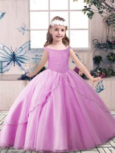 Sleeveless Lace Up Floor Length Beading Pageant Dress Toddler