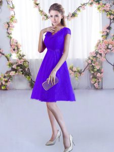 Admirable Purple V-neck Neckline Lace Court Dresses for Sweet 16 Cap Sleeves Lace Up