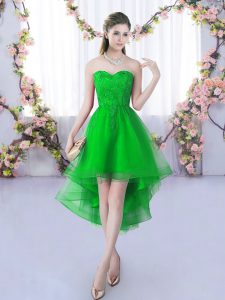 Glamorous Lace Damas Dress Green Lace Up Sleeveless High Low