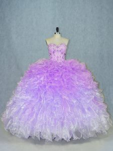 Multi-color Lace Up Quinceanera Dresses Beading and Ruffles Sleeveless Floor Length