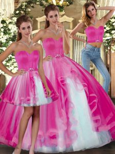 Dazzling Floor Length Fuchsia Quinceanera Gowns Sweetheart Sleeveless Lace Up