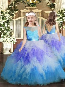 Scoop Sleeveless Backless Little Girls Pageant Dress Multi-color Tulle
