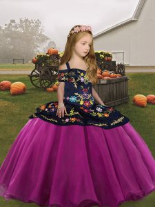 Beauteous Floor Length Ball Gowns Sleeveless Fuchsia Pageant Dress for Teens Side Zipper