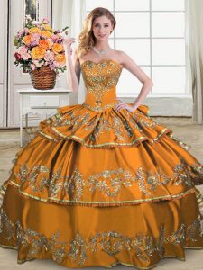 Artistic Floor Length Brown Quinceanera Dresses Sweetheart Sleeveless Lace Up