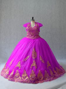 Designer Sleeveless Court Train Lace Up Beading and Appliques Sweet 16 Quinceanera Dress