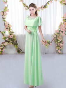 Green Short Sleeves Chiffon Zipper Dama Dress for Prom and Party and Wedding Party
