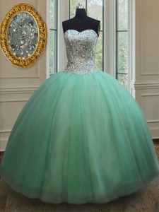 Floor Length Ball Gowns Sleeveless Apple Green Sweet 16 Quinceanera Dress Lace Up