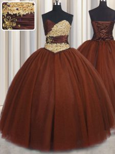 Sexy Burgundy Lace Up Sweet 16 Dresses Beading and Appliques Sleeveless Floor Length