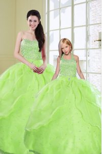 Lace Up Ball Gown Prom Dress Beading and Sequins Sleeveless Floor Length