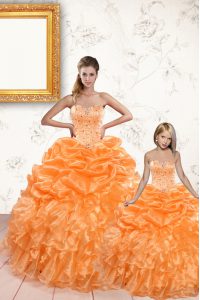 Sleeveless Beading and Ruffles and Pick Ups Lace Up Sweet 16 Quinceanera Dress