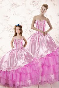Cheap Ruffled Lilac Sleeveless Organza Lace Up Quinceanera Gowns for Military Ball and Sweet 16 and Quinceanera