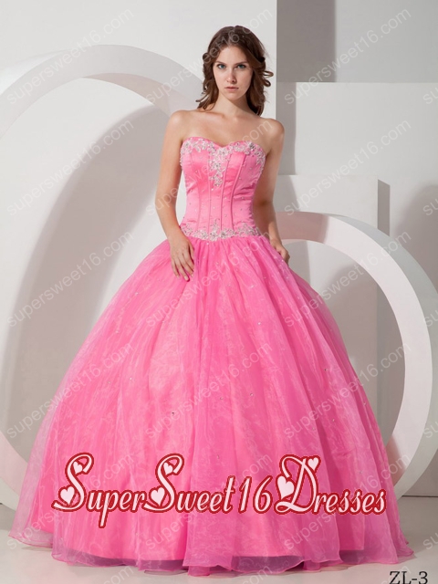 15th Birthday Party Dresses with Appliques and Beading in Rose Pink