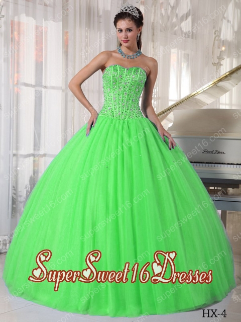 15th Birthday Party Dresses with Beading in Spring Green