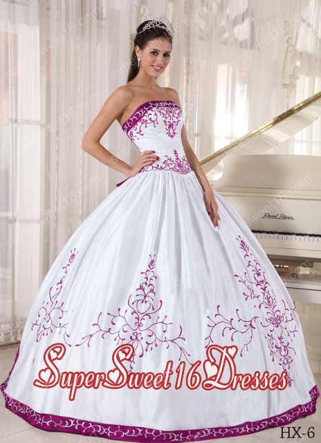 15th Birthday Party Dresses with Embroidery inWhite and Fuchsia
