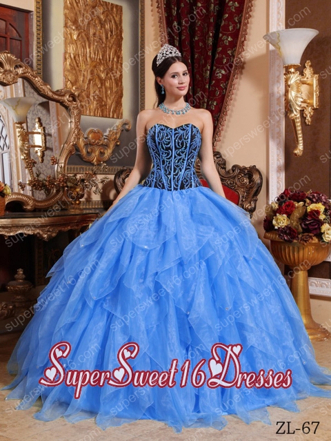 Ball Gown 2014 Embroidery with Beading and Ruffle Sweet Sixteen Dress Discount