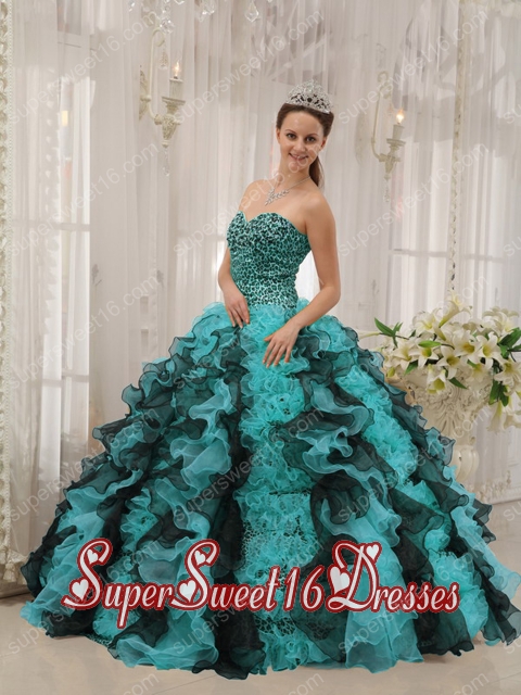 Multi-colored Ball Gown Sweetheart Organza Popular Sweet 16 Dresses with Beading