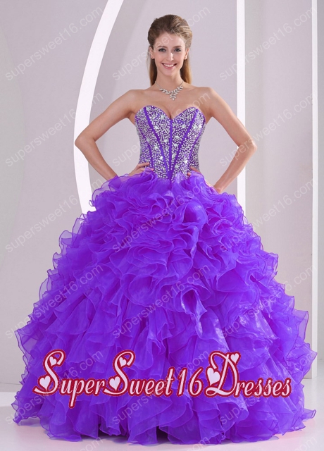 Pretty Quinceanera Dresses with Ruffles and Beading in Purple