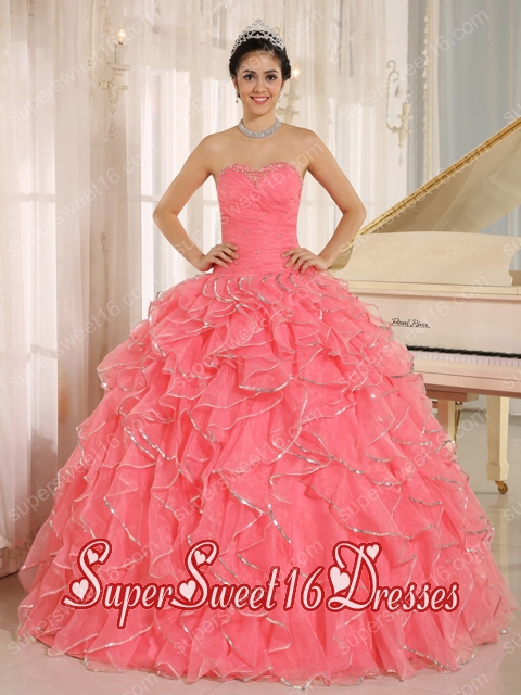 Ruffles and Beading For Pretty Quinceanera Dresses in Red